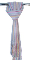 Johnstons  - Lambswool long knitted pastel stripey scarfan scarf in